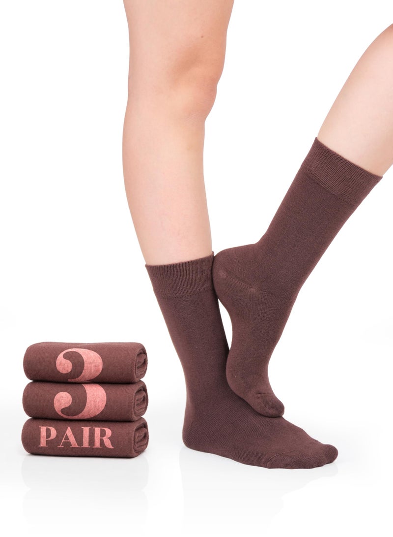 Hugh Ugoli Womens Rayon derived from Bamboo Dress Socks, Crew Soft Thin Calf Socks for Business, Trouser & Casual, Brown, 3 Pairs, Shoe Size: 9-12 - Image 1